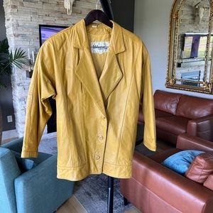 Vintage leather blazer with shoulder pads